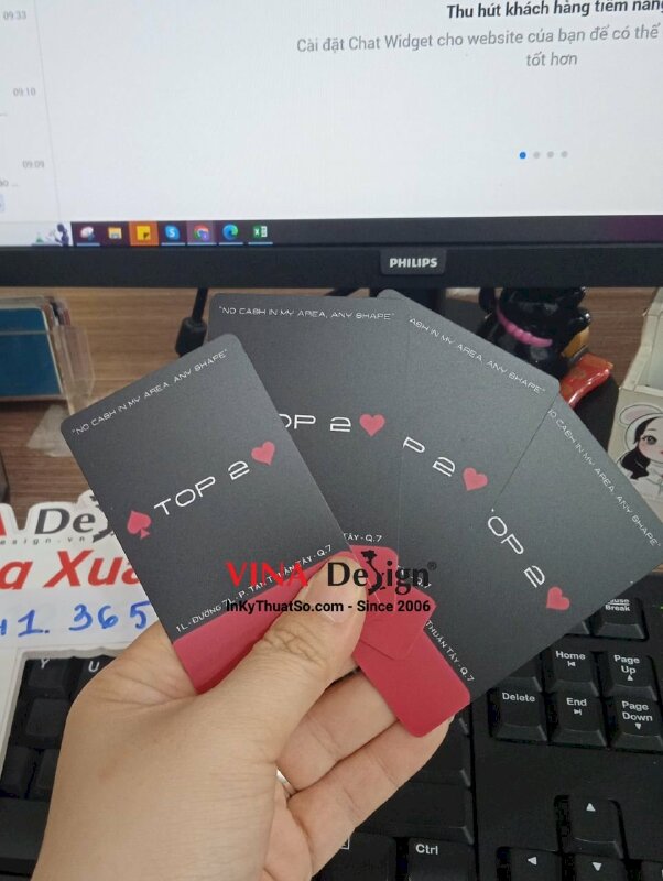 In thẻ PVC tích điểm nhận quà tặng, in thẻ nhựa khuôn chuẩn 8.6x5.4cm cho quán cà phê Boardgame poker - VND511