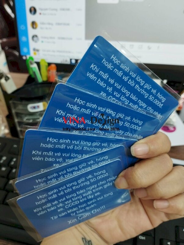 In thẻ xe trường THPT, thẻ gửi xe tháng bằng nhựa PVC, đánh số nhảy - VND349