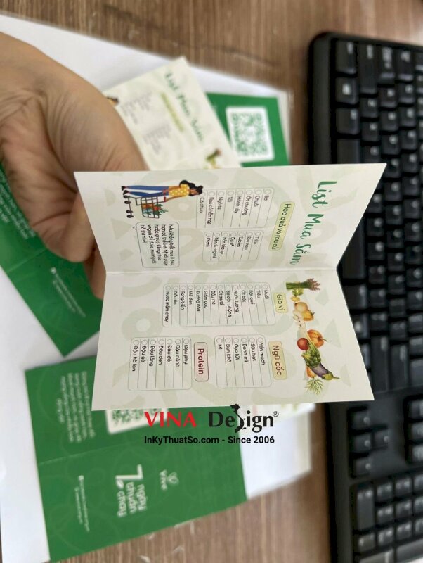 In tờ gấp mini checklist mua hàng, tờ gấp khổ 11cm x 9cm - VND440