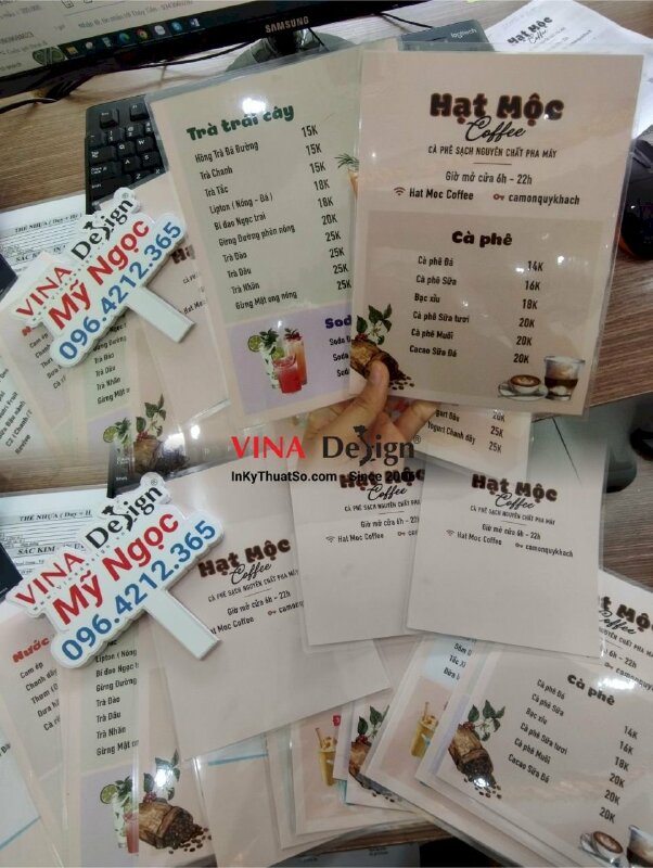 In menu ép plastic quán cà phê sạch nguyên chất pha máy - VND227