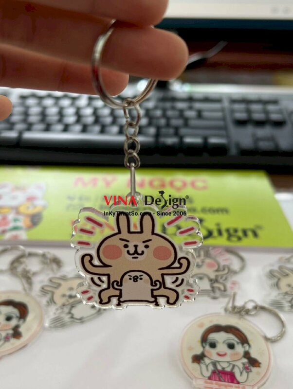 In móc khóa mica thỏ Usagi gà Piske thỏ Kanahei - VND238