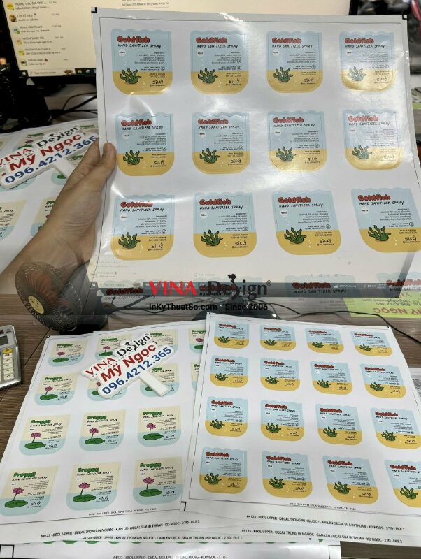 In tem 2 mặt, tem nhãn mác 2 mặt, label 2 mặt - VND248
