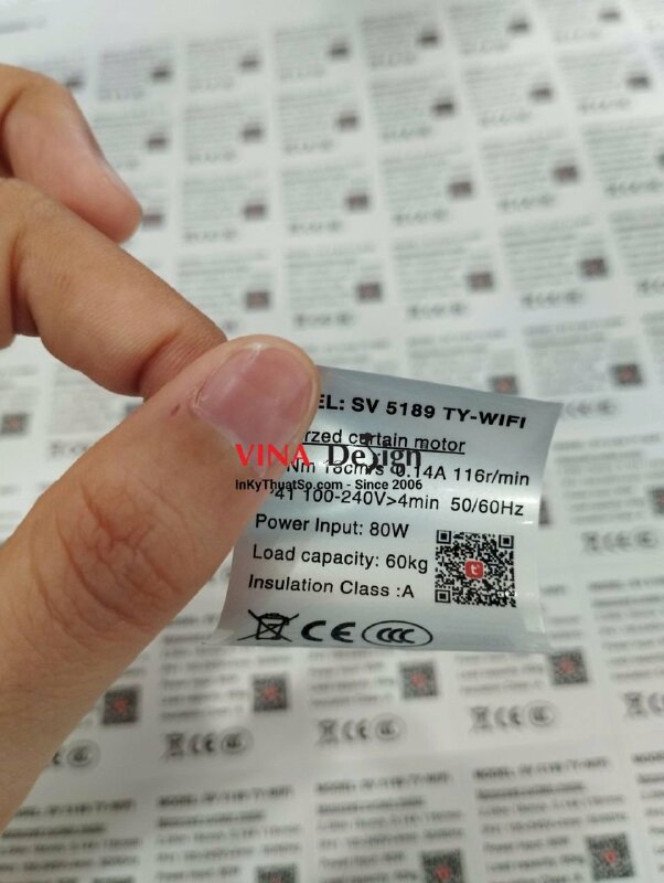 In tem decal xi bạc dán động cơ rèm cửa - VND217