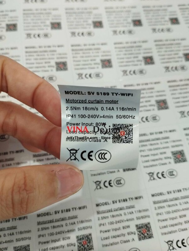 In tem decal xi bạc dán động cơ rèm cửa - VND217