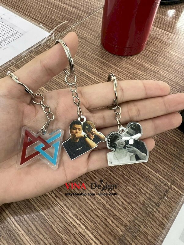 In móc chìa khóa mica số lượng ít, móc khóa cặp đôi couple dễ thương - VND290