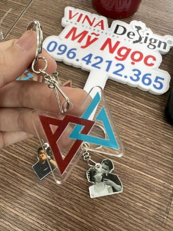 In móc chìa khóa mica số lượng ít, móc khóa cặp đôi couple dễ thương - VND290