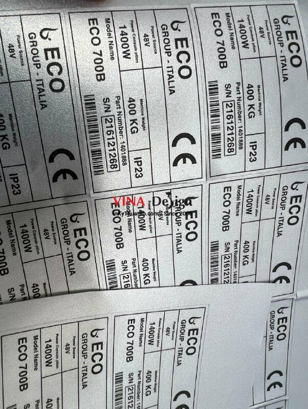 In decal xi bạc tem nhãn dán máy vệ sinh công nghiệp - VND371