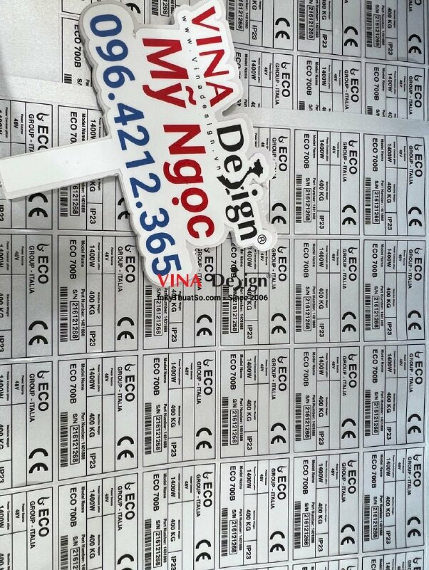 In decal xi bạc tem nhãn dán máy vệ sinh công nghiệp - VND371