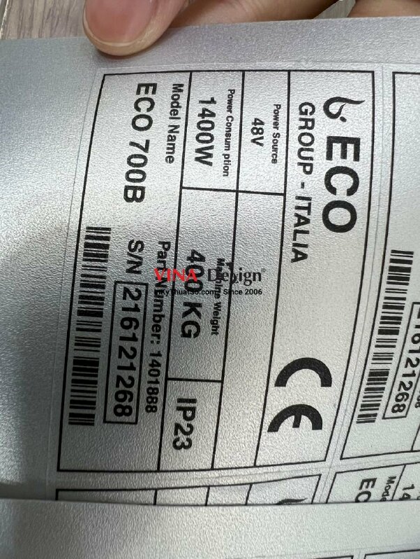 In decal xi bạc tem nhãn dán máy vệ sinh công nghiệp - VND371