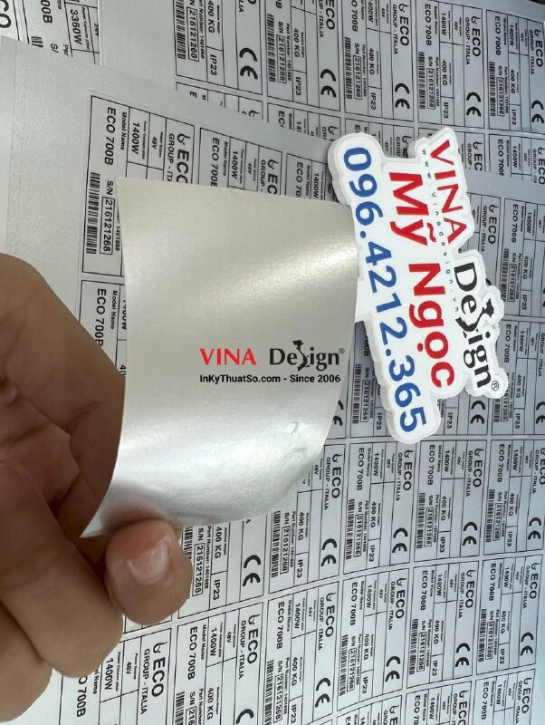 In decal xi bạc tem nhãn dán máy vệ sinh công nghiệp - VND371