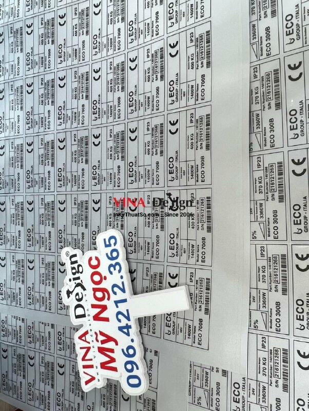 In decal xi bạc tem nhãn dán máy vệ sinh công nghiệp - VND371