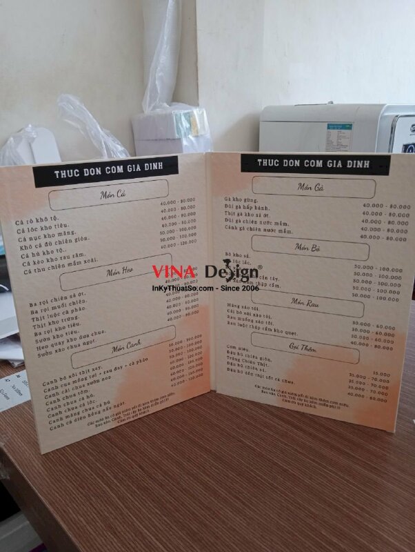 In menu dán gói quán cafe & bistro - VND365