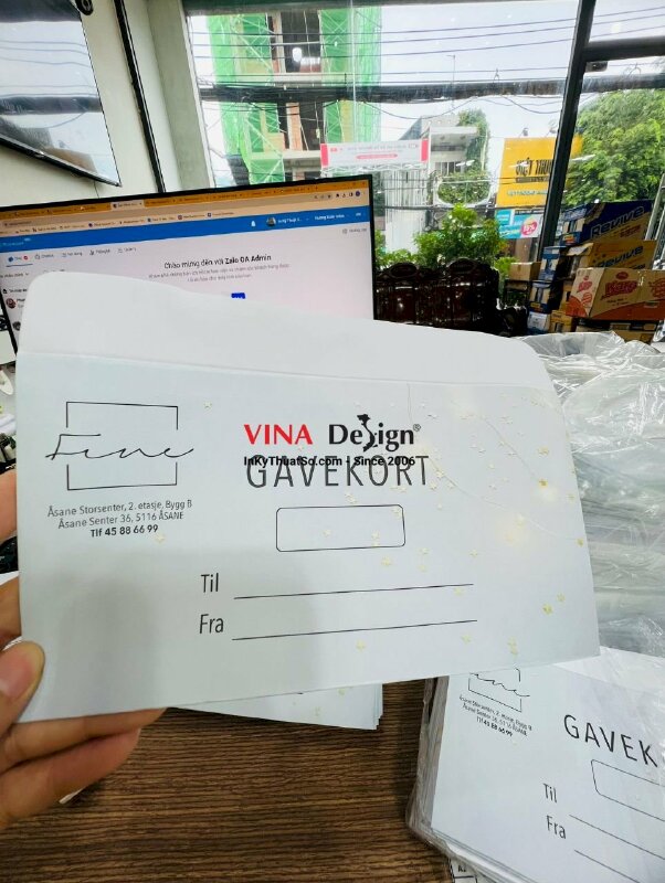 In phong bì 12x22, in phong bì tiếng Đan Mạch, hàng gửi đi nước ngoài từ TPHCM - VND368