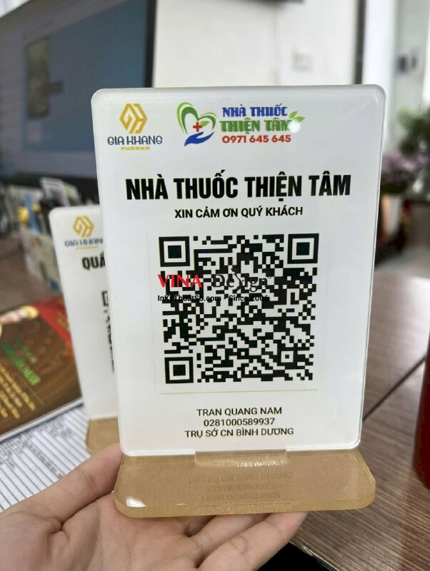 Làm đế Mica quét mã QRcode thanh toán, standee mica để quầy thuốc - VND390