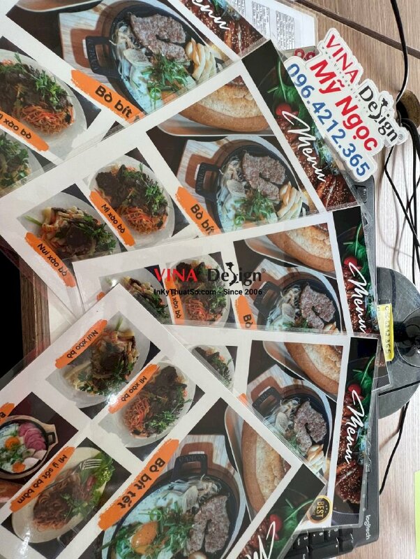 In menu ép nhựa plastic tờ rời cầm tay quán ăn sáng - VND201