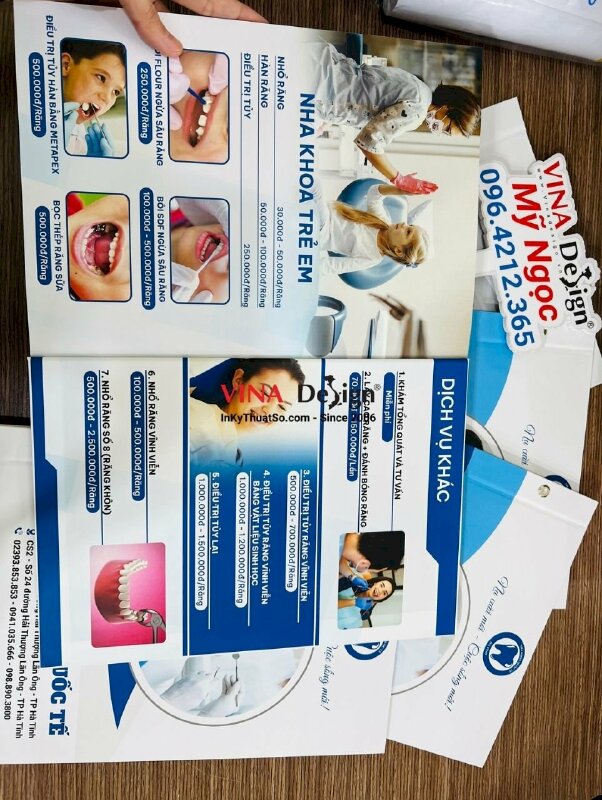 In menu nha khoa, in cuốn menu dịch vụ niềng răng - VND407