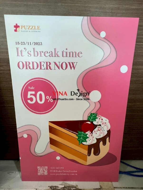In tấm Format ra mắt sản phẩm mới, in Formex bảng quảng cáo khung thời gian ưu đãi cho cửa hàng bánh ngọt - VND426