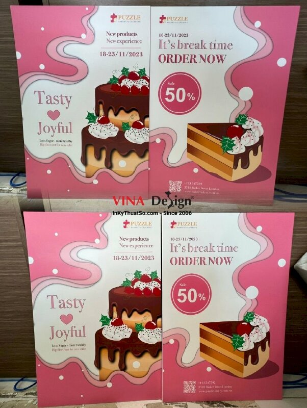 In tấm Format ra mắt sản phẩm mới, in Formex bảng quảng cáo khung thời gian ưu đãi cho cửa hàng bánh ngọt - VND426