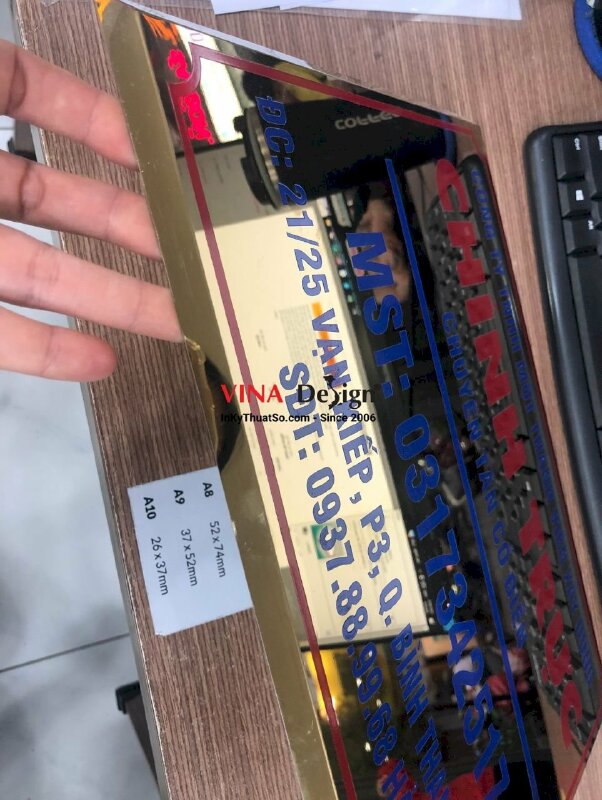 Biển tên công ty inox, mặt nhôm vàng, có vạt lá hẹ - VND03