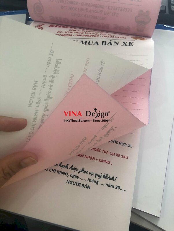 In biên nhận 2 liên cho showroom mua bán xe - VND28
