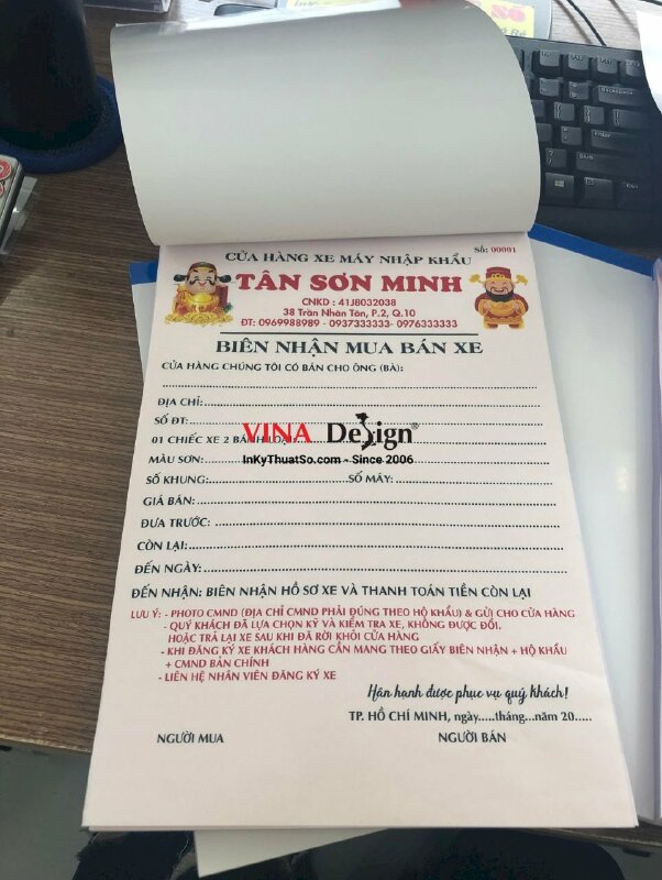 In biên nhận mua bán xe - VND13
