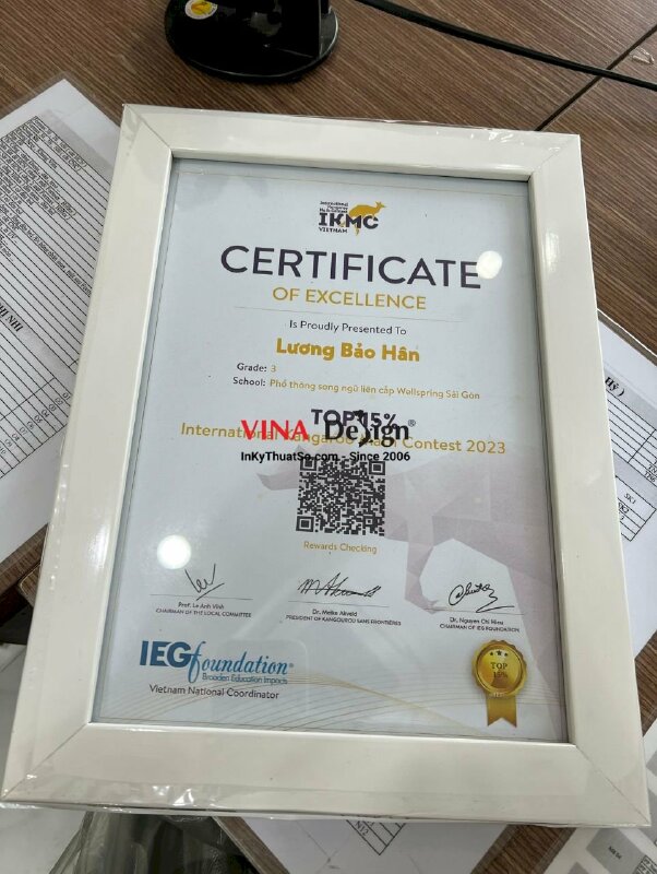 In giấy chứng nhận Certificate (tiếng Anh) - VND20
