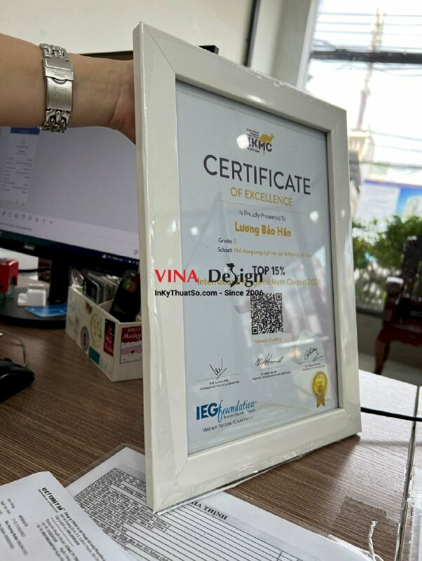 In giấy chứng nhận Certificate (tiếng Anh) - VND20