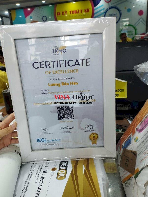 In giấy chứng nhận Certificate (tiếng Anh) - VND20