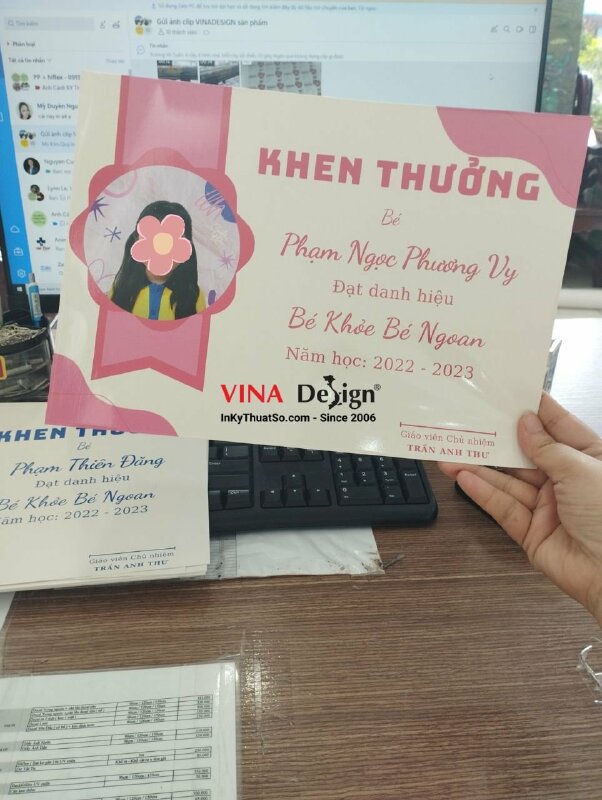 In giấy khen mầm non phiếu bé khỏe bé ngoan - VND43