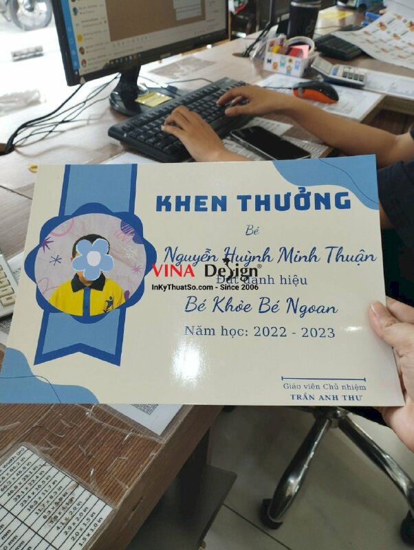 In giấy khen mầm non phiếu bé khỏe bé ngoan - VND43