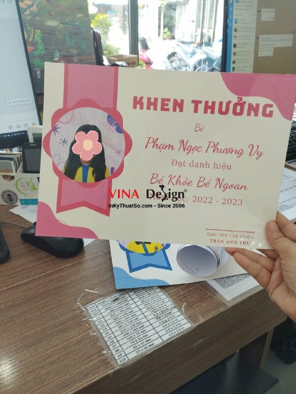 In giấy khen mầm non phiếu bé khỏe bé ngoan - VND43
