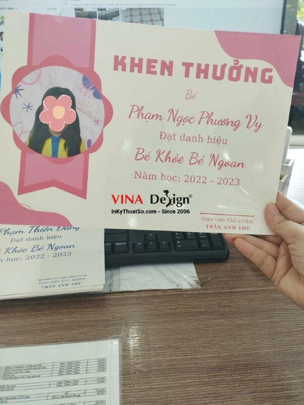 In giấy khen mầm non phiếu bé khỏe bé ngoan - VND43