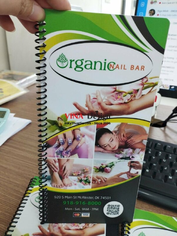 In menu Nail Bar tiếng Anh, in menu nhựa PVC chống nước, hàng gửi đi Mỹ từ TPHCM - VND263