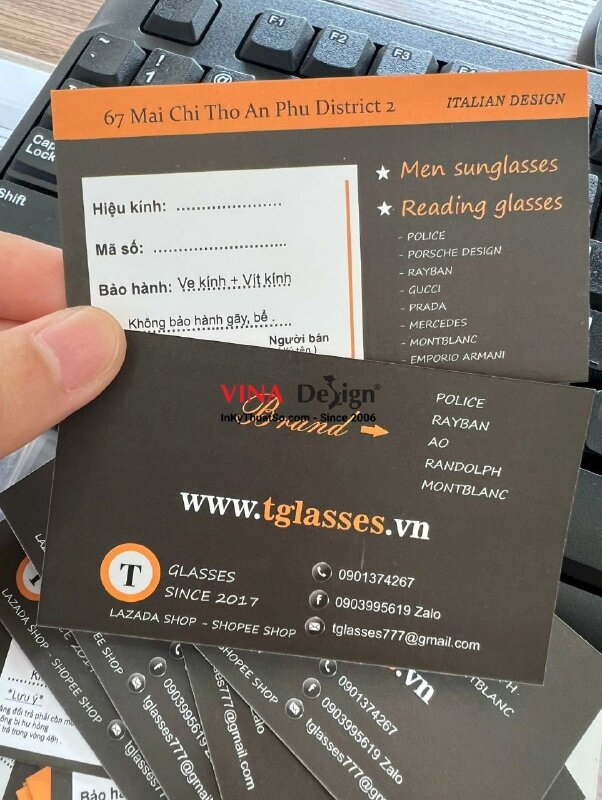 In name card cửa hàng mắt kính - VND18