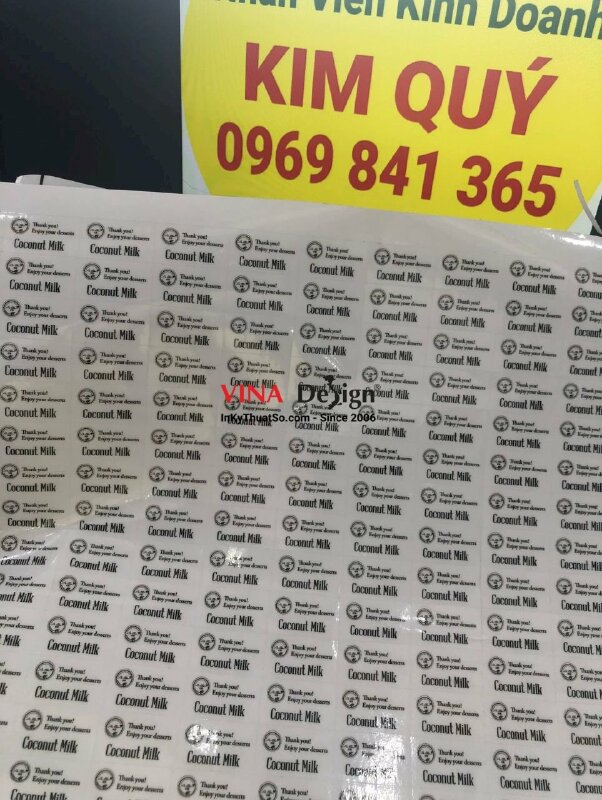 In tem decal trong dán chai nước sữa dừa - VND75