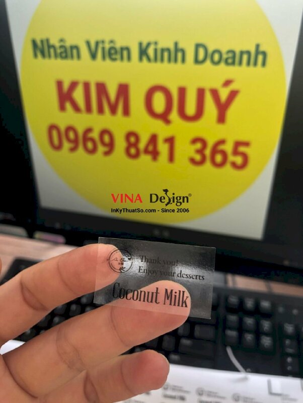 In tem decal trong dán chai nước sữa dừa - VND75