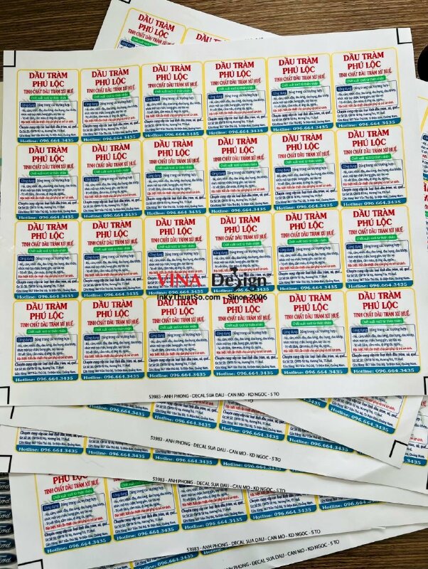 In tem nhãn dán chai tinh dầu tràm - VND60