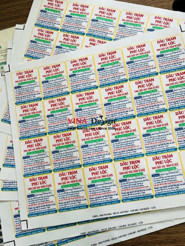 In tem nhãn dán chai tinh dầu tràm - VND60