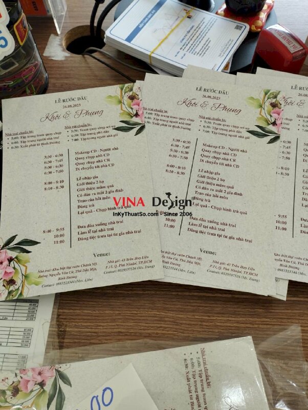 In tờ chương trình lễ rước dâu, in màu A5 giá rẻ - VND241
