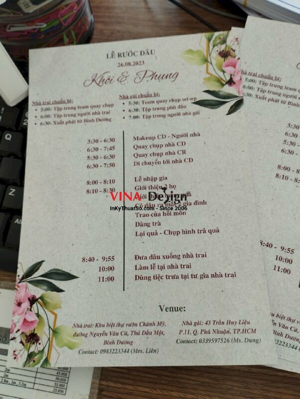 In tờ chương trình lễ rước dâu, in màu A5 giá rẻ - VND241