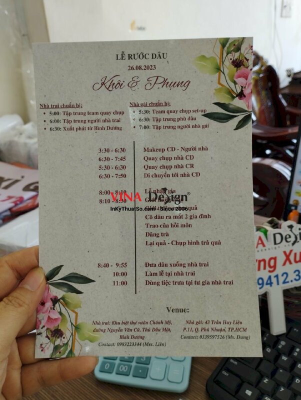 In tờ chương trình lễ rước dâu, in màu A5 giá rẻ - VND241