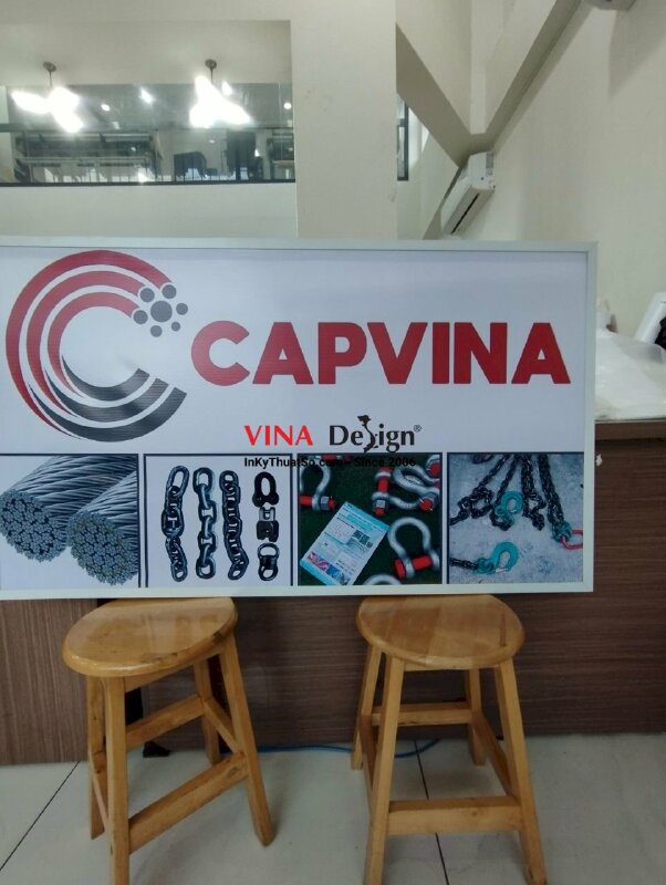 In bạt Hiflex khung sắt viền nhôm treo tường văn phòng công ty, xưởng nhà máy sản xuất - VND266