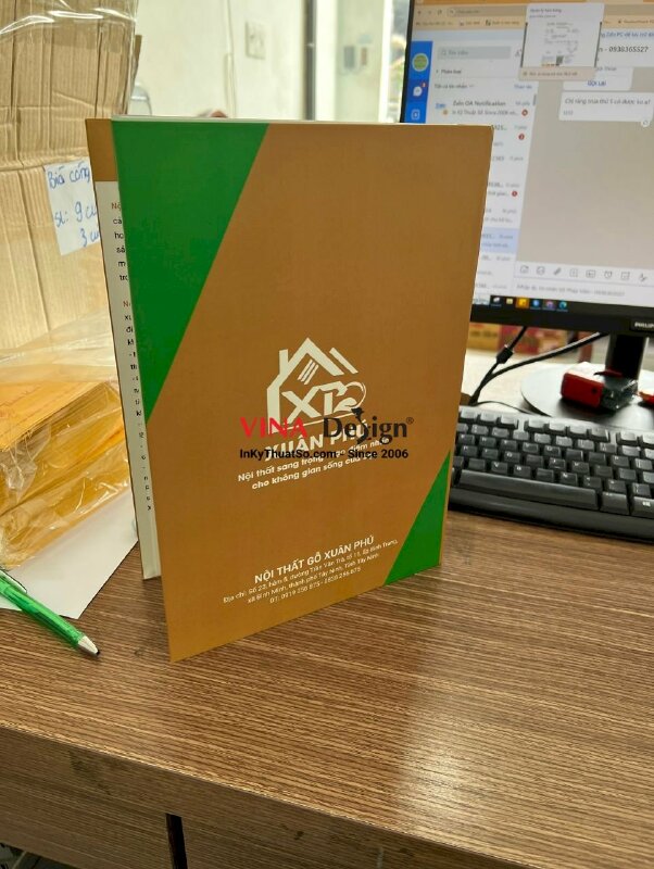 In Catalogue nội thất bìa cứng gáy còng, có thể thay tờ ruột giấy bên trong được - VND483