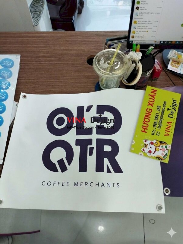 In logo thương hiệu cafe trên vải canvas - VND271