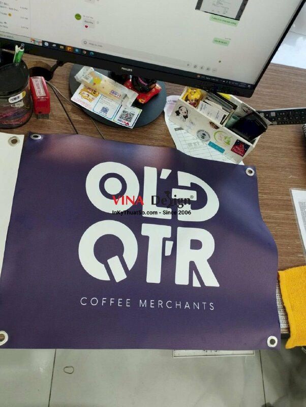 In logo thương hiệu cafe trên vải canvas - VND271