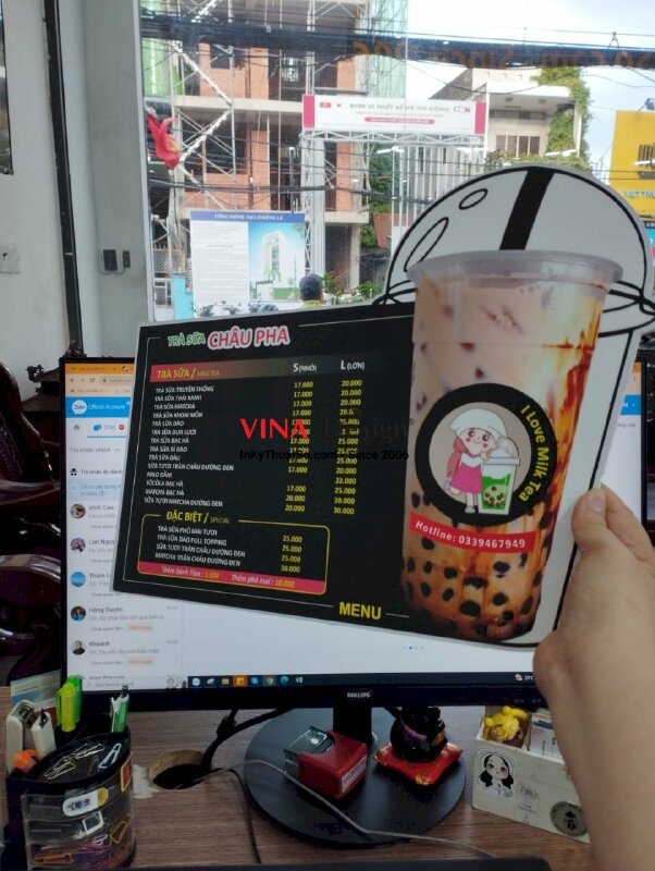 In menu quán trà sữa cầm tay, menu formex chống nước, bìa cứng - VND267