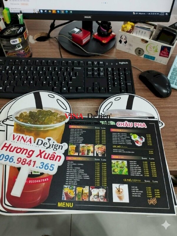 In menu quán trà sữa cầm tay, menu formex chống nước, bìa cứng - VND267