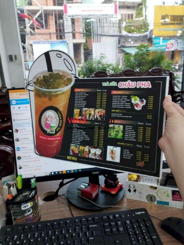In menu quán trà sữa cầm tay, menu formex chống nước, bìa cứng - VND267