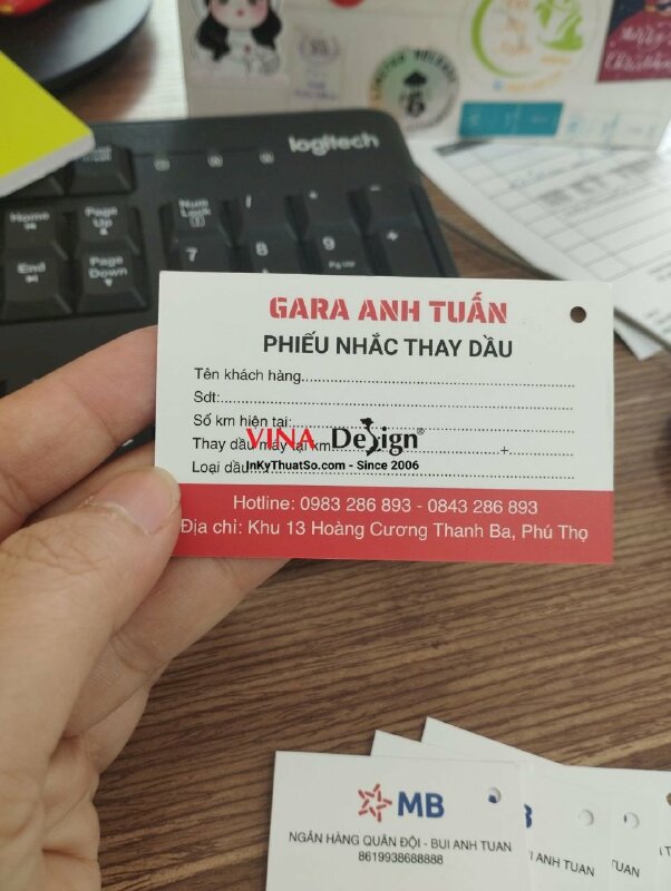 In phiếu nhắc thay dầu ô tô cho gara sữa chữa bảo dưỡng xe hơi - VND333