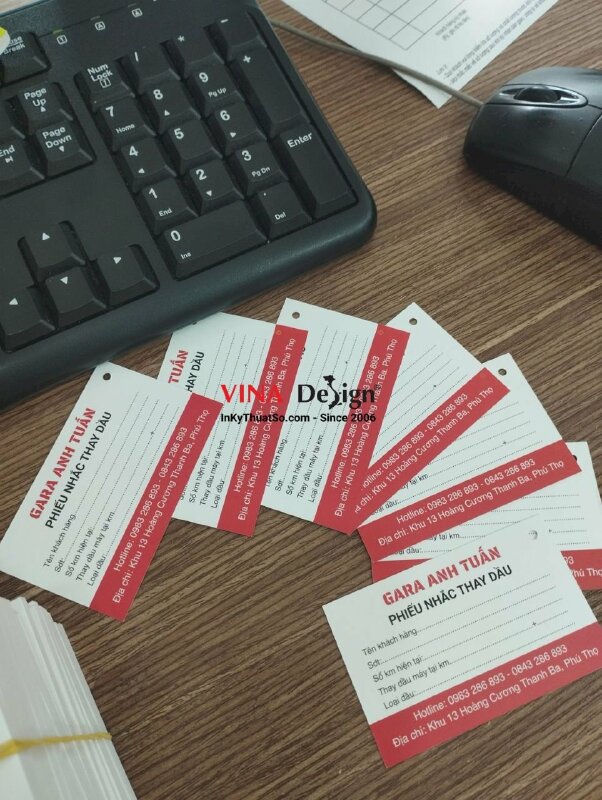 In phiếu nhắc thay dầu ô tô cho gara sữa chữa bảo dưỡng xe hơi - VND333